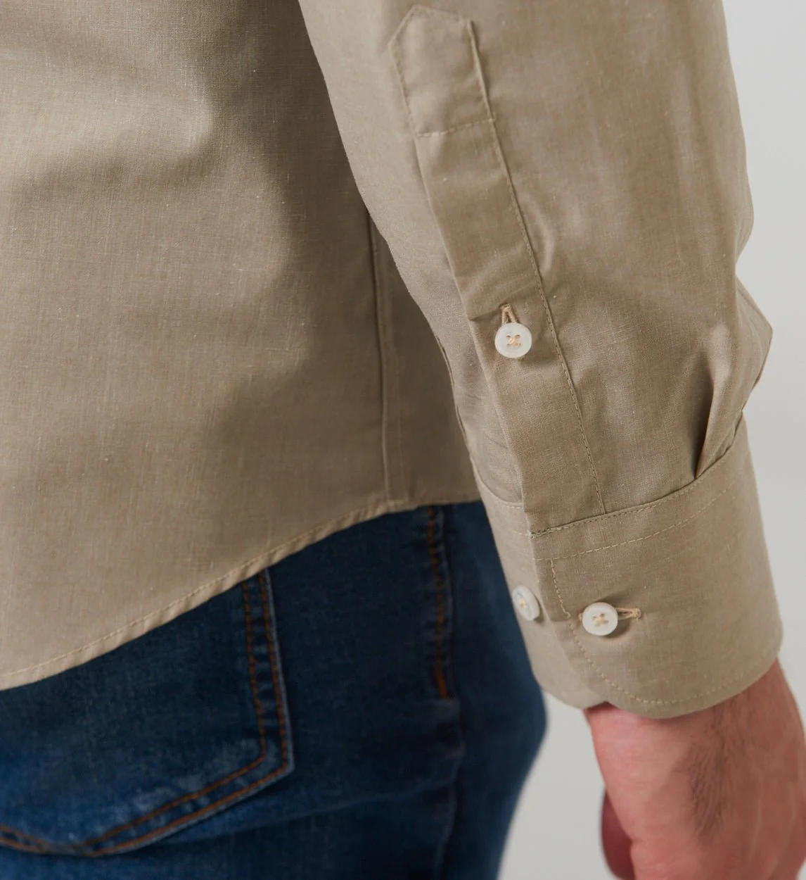 Camisa Antisudor Casual Melange Beig - Image 5