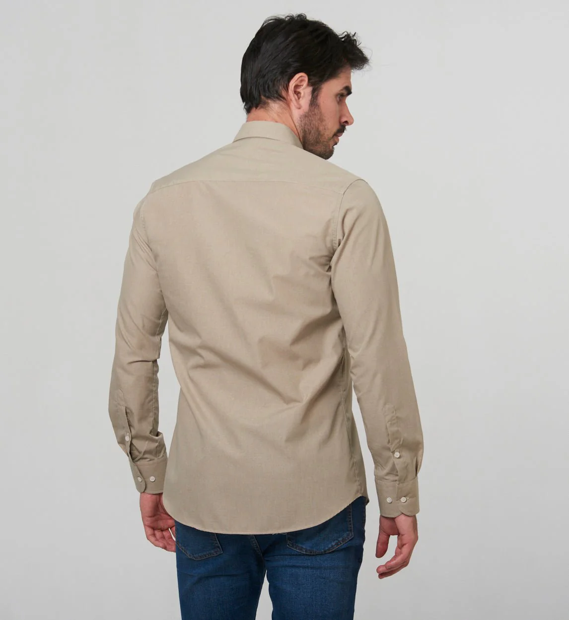 Camisa Antisudor Casual Melange Beig - Image 6