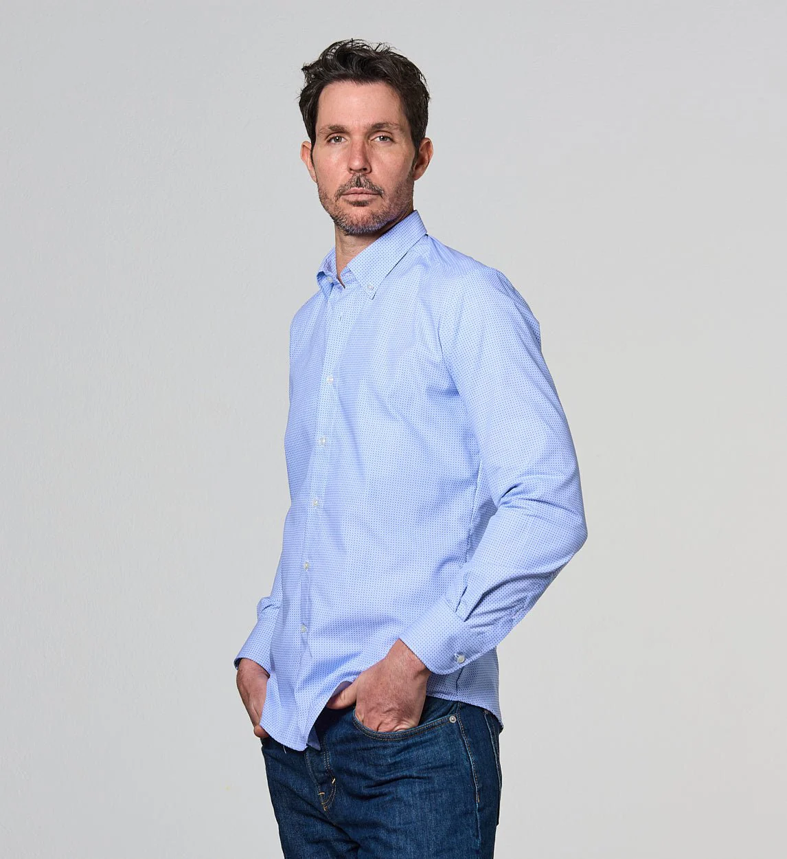 Camisa Antisudor Casual Milán Celeste - Image 3
